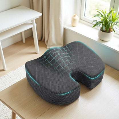 Memory foam seat cushion can relieve pain in the lower back and tailbone. It is suitable for cars, wheelchairs and office chairs - ErgoConfort