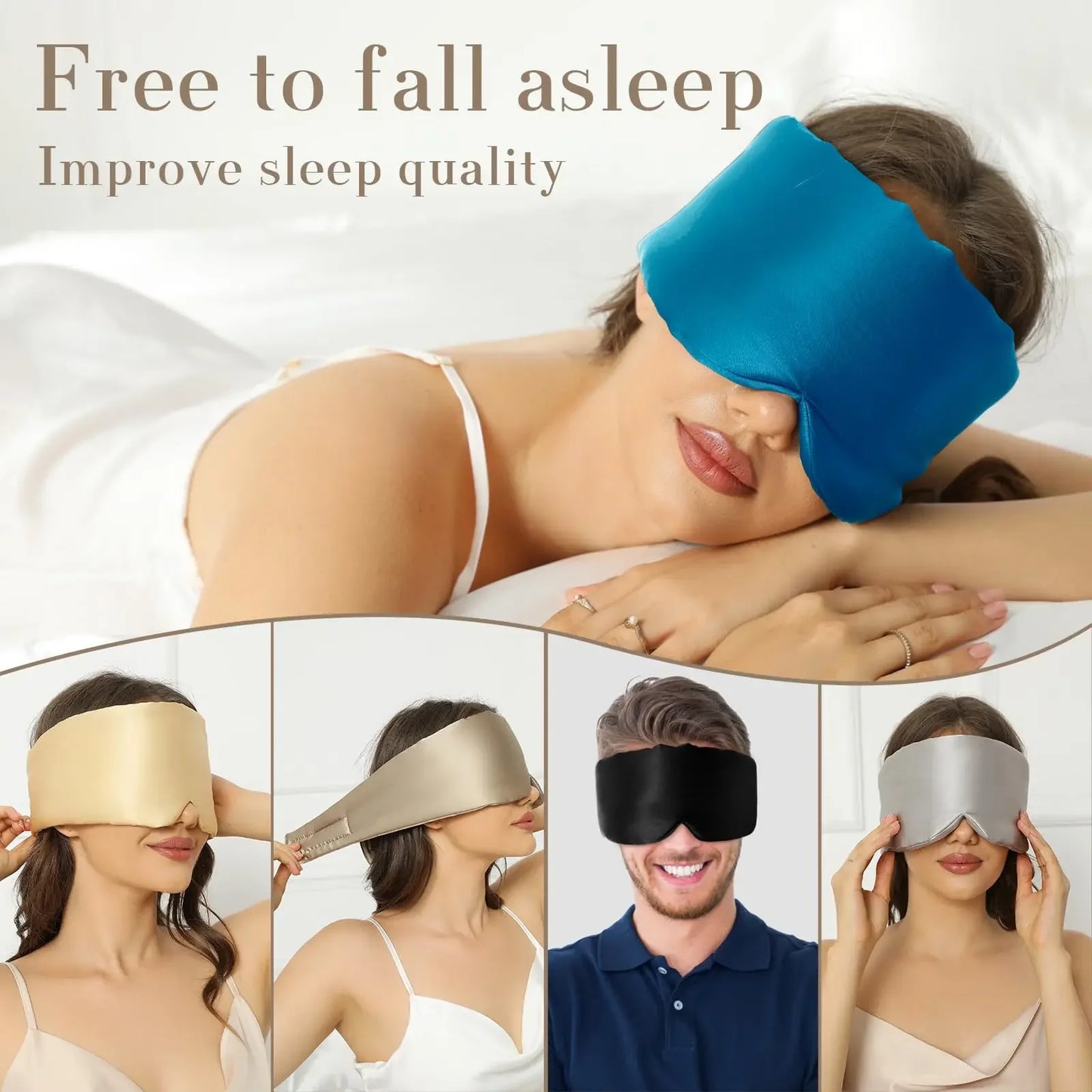 Masque de sommeil en soie de mûrier – Doux et confortable pour un sommeil réparateur - ErgoConfort