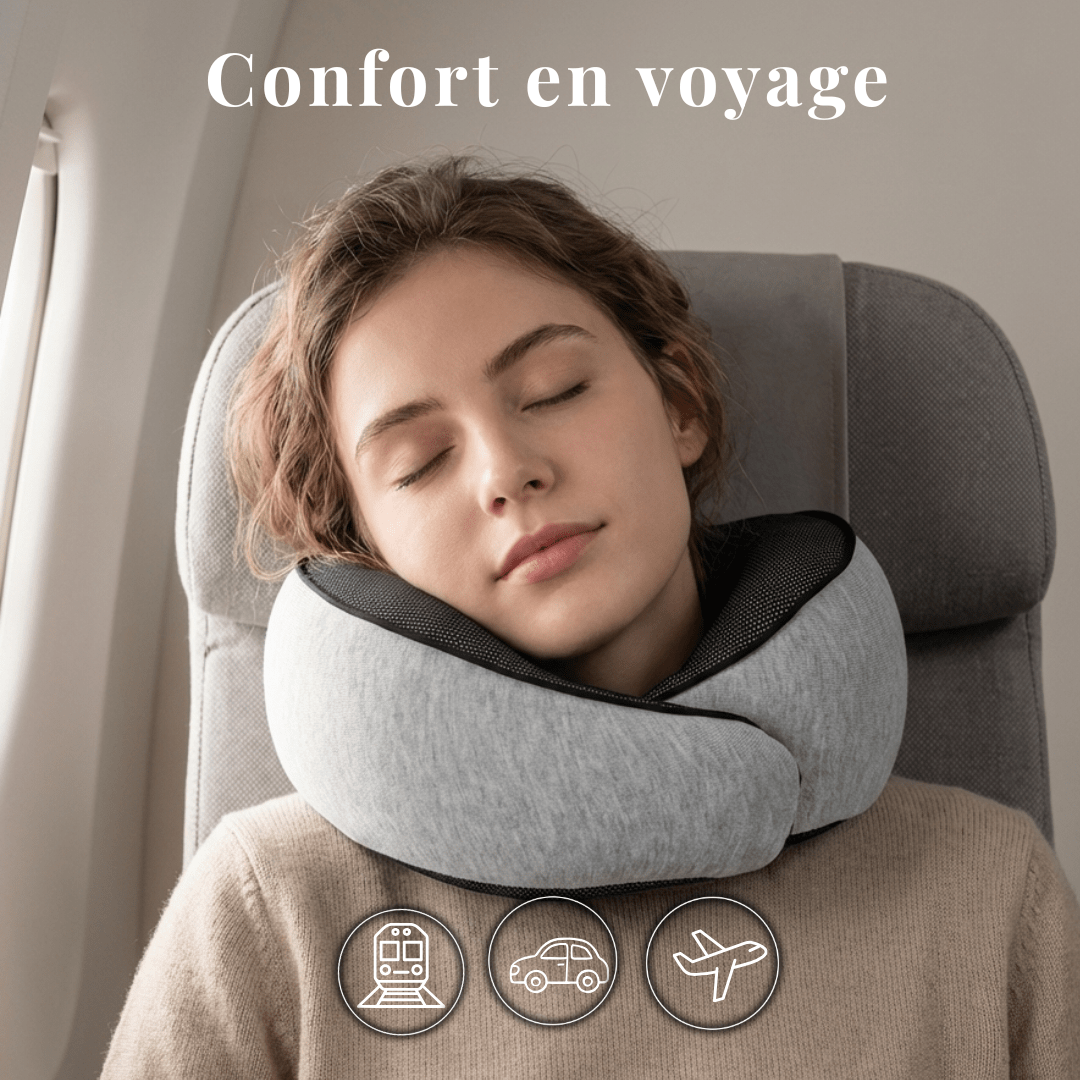 Coussin voyage à mémoire de forme – Confort ergonomique pour la nuque - ErgoConfort